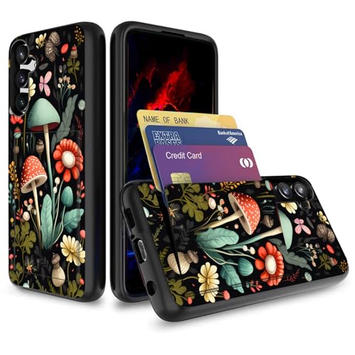 wiaekosef for Galaxy S25 FE Case,Wallet Case Credit Card Holder Dual Layer Hybrid Shockproof PC + TPU Case Cover for Samsung Galaxy S25 FE 6.7" 2025,Mushroom Forest