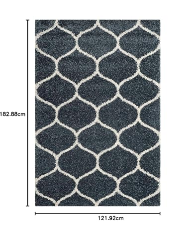 Image of Super Ultra Modern Soft Shaggy Handcrafted Anti-Skid Silk Touch Carpet, Size 4x6 Feet, Color SLATEE BLUE11