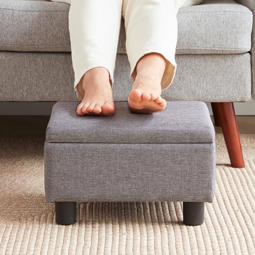 BAKSEA Small Footstool, Ottoman Footstools, Upgrade Small Foot Stools Ottoman with Storage Anti-Slip Rectangle Footrest Stool for Couch, Desk, Office, Living Room, Bedroom Foot Stool Linen Dark Grey BAKSEA Small Footstool, Ottoman Footstools, Upgrade Small Foot Stools Ottoman with Storage Anti-Slip Rectangle Footrest Stool for Couch, Desk, Office, Living Room, Bedroom Foot Stool Linen Dark Grey