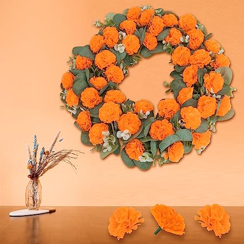 Gomall LZBUS-WSJHS-05 30 Pcs Artificial Marigold Flowers,3.54 Inch Silk Marigold Flower Heads,Orange Flowers Artificial thumb #4