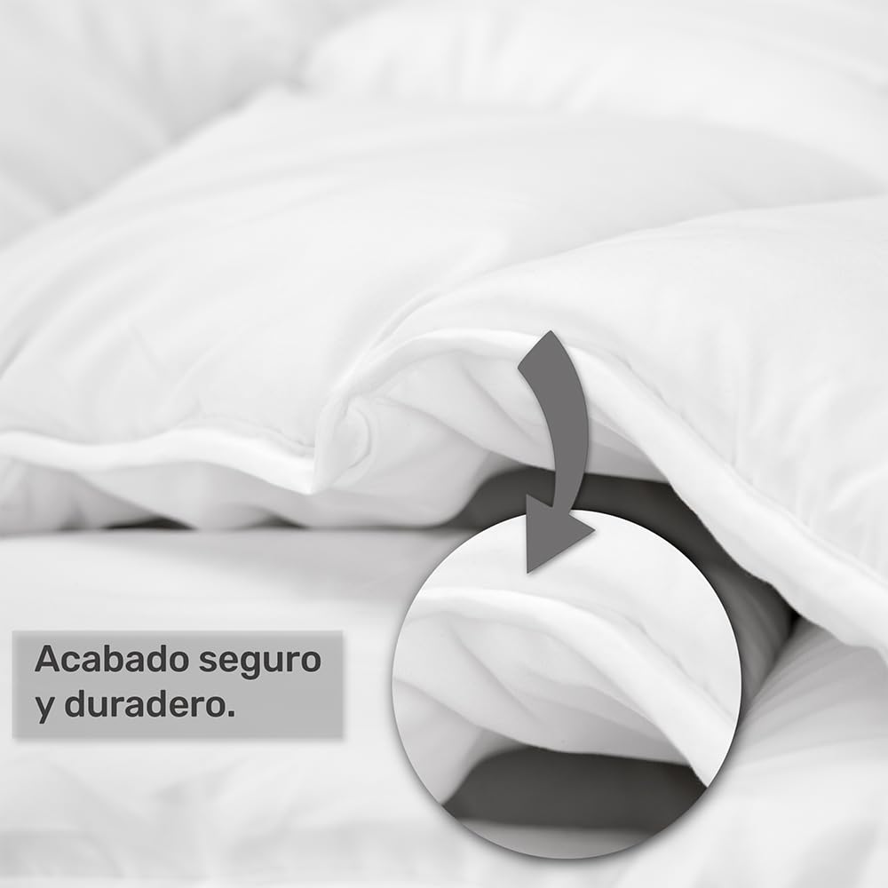 DECASATEXTIL Edredon Relleno Nordico 240x220 cm - Edredon Microfibra 400Gr/m2 - Cama 150/160cm - Reversible- Suave, cómodo, Ligero y Transpirable - Blanco 240x220cm