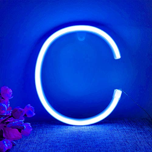 Light Up Letters Neon Sign - Protecu Usb Battery Operated Led Marquee Letter Lights Signs For Bedroom | Neon Wall Decor Lights For Birthday Wedding Party Christmas Room Decorations(Blue Letter C) #TOP1