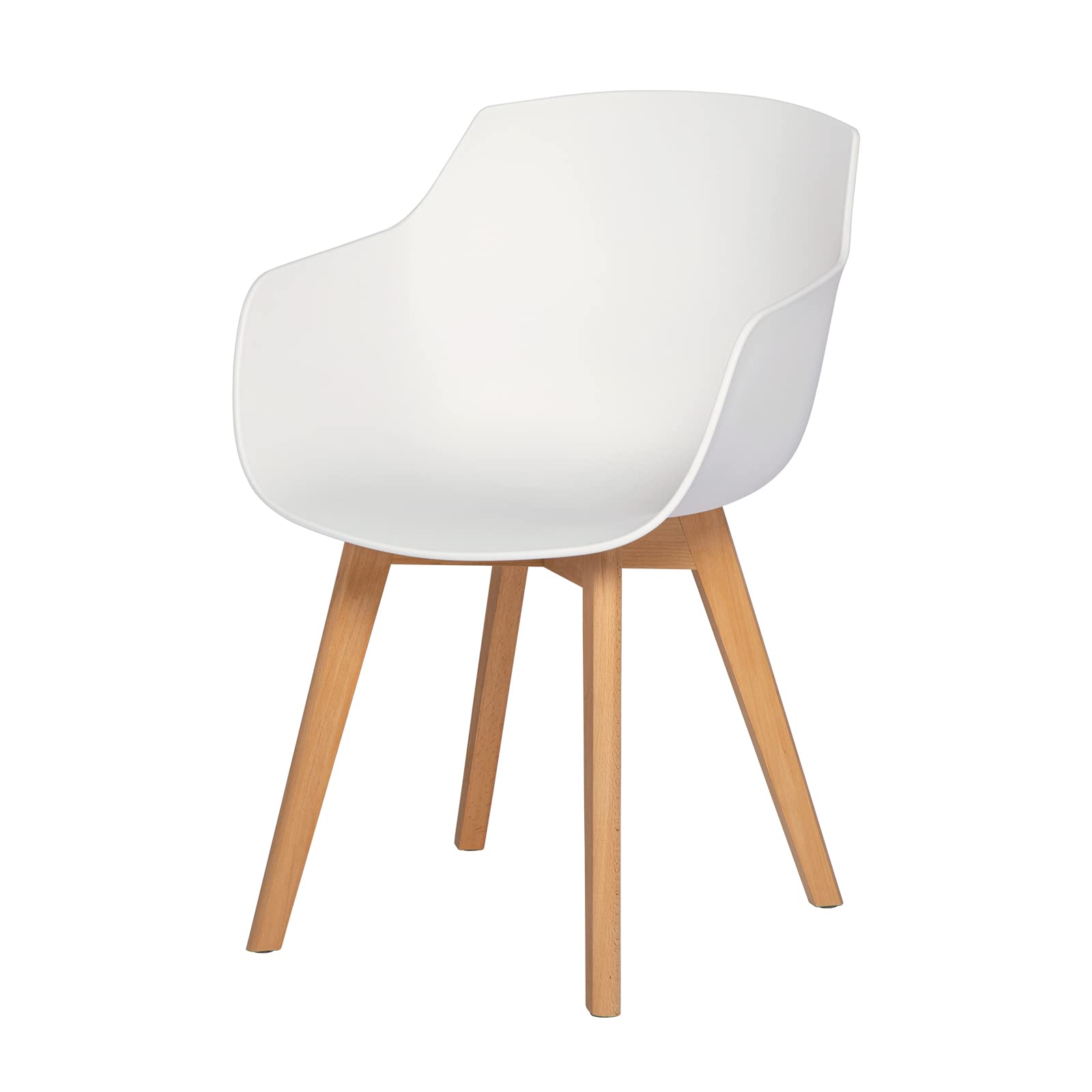 Set di 4 Poltrone e Sedie da Pranzo dal Design Moderno, 4 Sedie da Cucina Scandinave con Legno di Faggio - Bianco