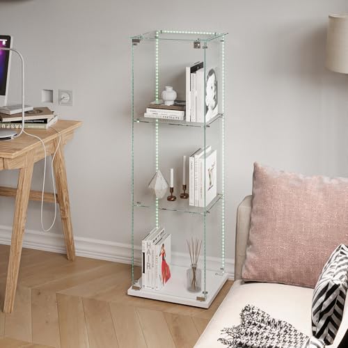 OLIVIBED Vitrina de cristal con 3 estantes,...