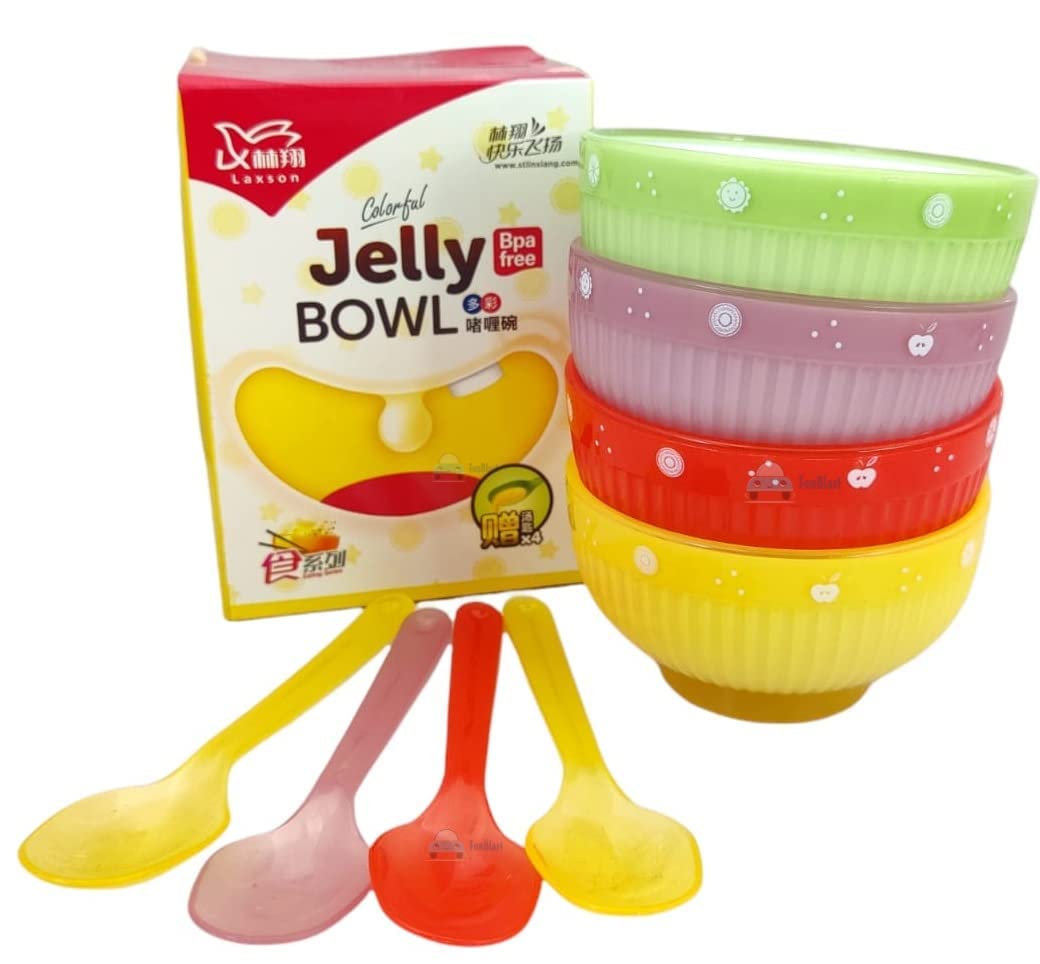 FunBlast Baby Feeding Bowl and Spoon Set - Jelly Bowl Set, Bowls for Kids with Spoon, Bowls for Snacks, Soup Bowl Set, BPA Free Plastic Mixing and Serving Bowls Set for Cereal (Multicolor)-image-1