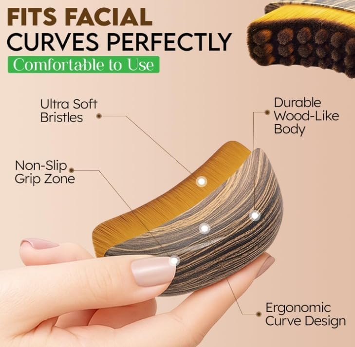 HARIHUB Lymphatic Drainage Face Brush – Facial Sculpting & Jawline Massager for Chin, Neck & Face | Soft Bristle Contour Brush for Puffiness Care & Glow Routine with Travel Case 3