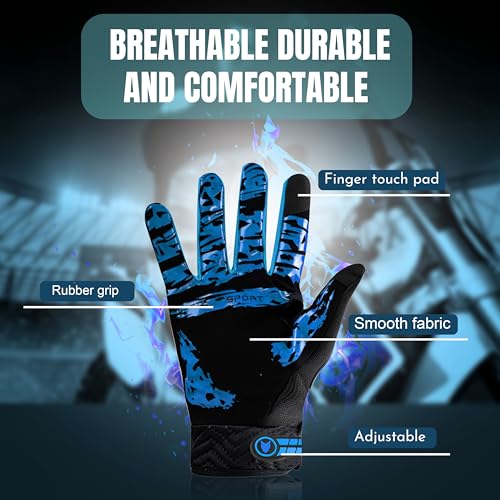 Image of BADOWL Carbon Fiber PVC Knuckle Protection Riding Gloves | Touchscreen Sports Gloves with Anti-Slip Grip | Breathable, All-Weather, (Blue, L)