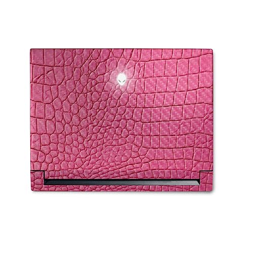 Image of MightySkins Carbon Fiber Skin Compatible with Alienware M18 R1 (2023) Full Wrap Kit - Pink Gator Skin | Protective, Durable Textured Carbon Fiber Finish | Easy to Apply | Made in The USA