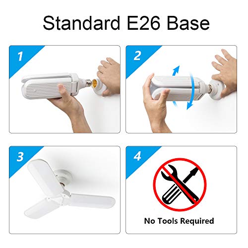 Led Garage Light,400 Watt Equivalent 6000K,Cool Daylight White Led Area Light,E26/E27 Medium Base,For Outdoor Factory Warehouse Barn Backyard And More,Super Bright #TOP5