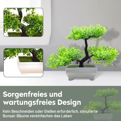 Künstlicher Bonsai-Baum, kleine Kunstpflanzen, Unterhaltungsdekoration, eingetopfte japanische Kiefern-Kunstpflanzen für Kamin, Badezimmer, Wohnzimmer – Bild 6