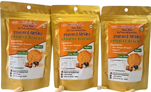 MilliGrain Upawas Biscuit Made With The Rajgira Flour, Wari Flour, Shingada Flour Cow Ghee And jaggery Combo Of 3 Each Pack 100gm Premium Cookies (B0D9K6JJ57) Amazon Price History, Amazon Price Tracker