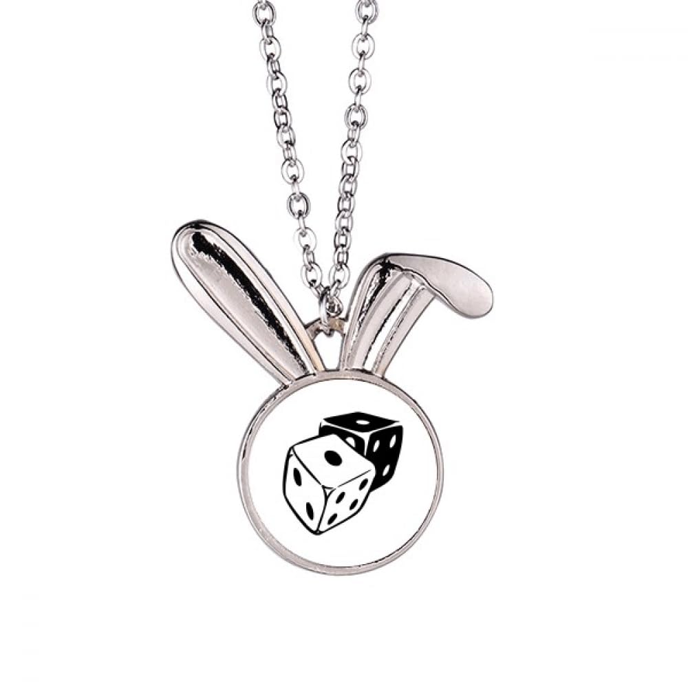 Collier lapin et dés de casino noir et blanc, le cadeau idéal - 5
