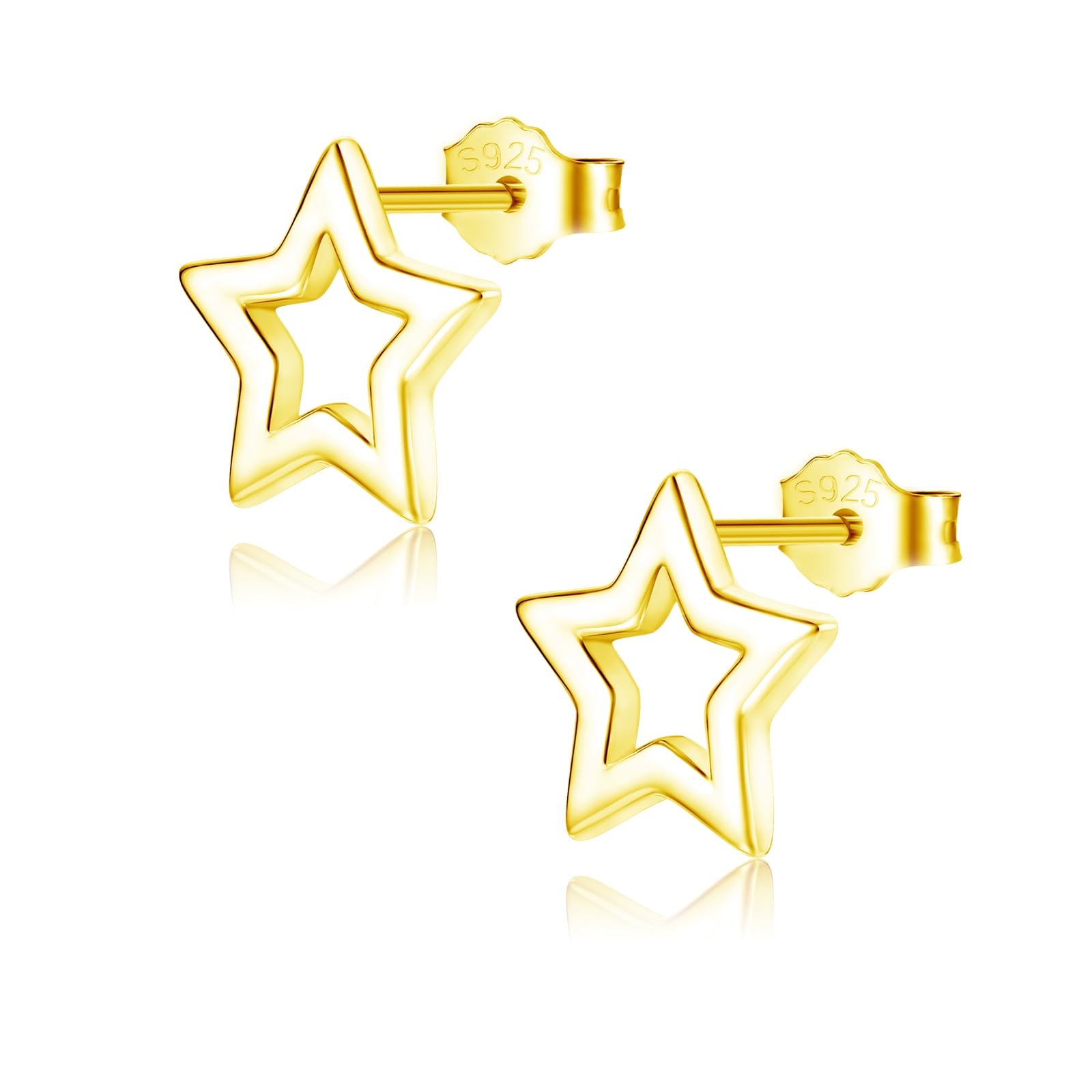 Hasnsofie Ohrstecker Silber 925 für Damen Mädchen, 925 Sterling Silber Stern/Rund/Stab Ohrringe, Kleine Einfach Ohrringe Stecker, Hypoallergen Schlafen Knorpel Ohrstecker, Ohrschmuck mit Geschenkbox