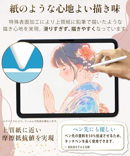 PCフィルター専門工房 iPad Air 11インチ (M3 2025年モデル/ M2 2024年モデル)用 フィルム ペーパーライクフィルム 反射低減 マグネット式 紙のような書き心地 アンチグレア 指紋防止