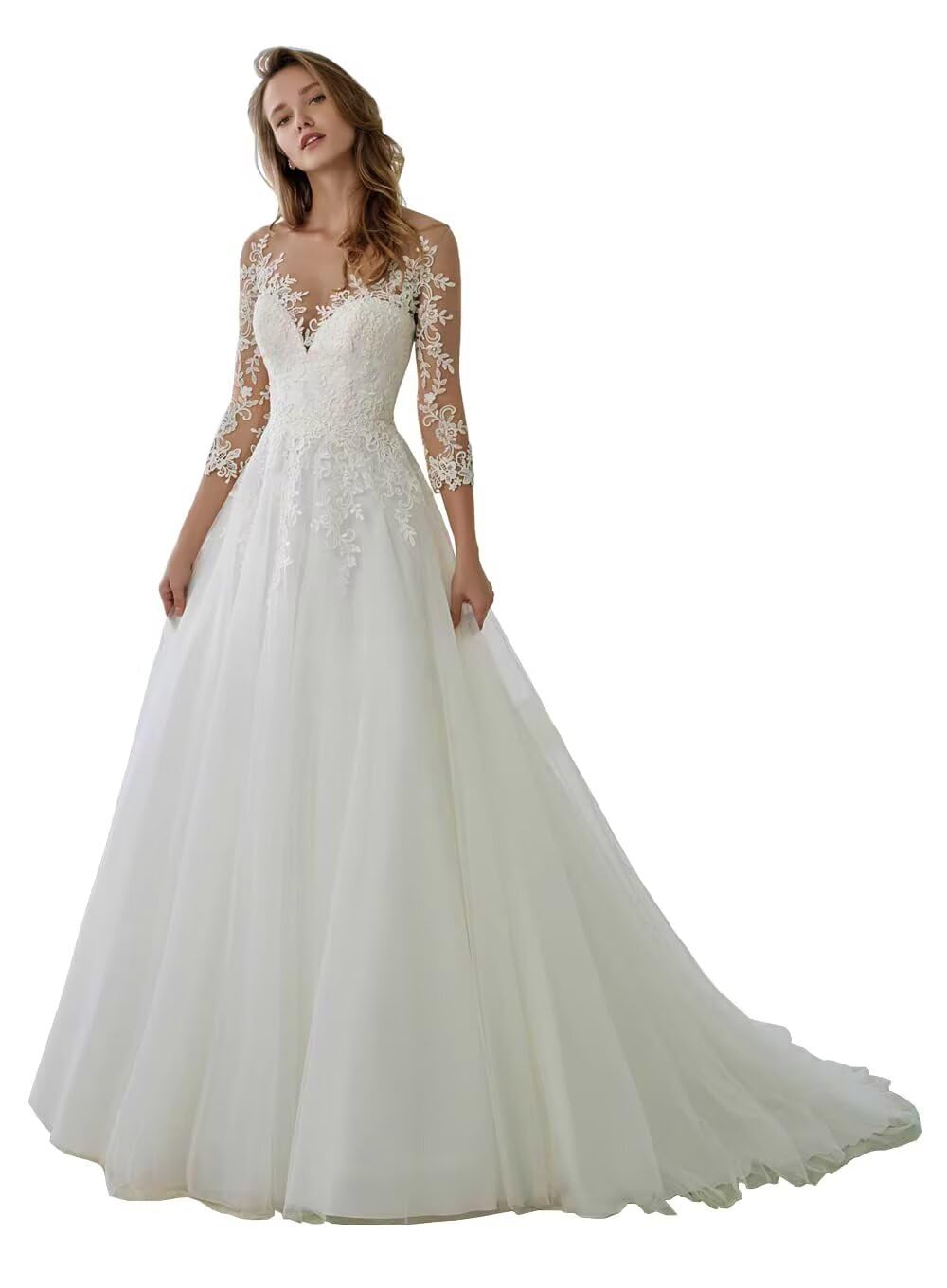 Womens Wedding Dresses for Bride 2025 Lace Appliques Tulle Formal Evening Ball Gowns
