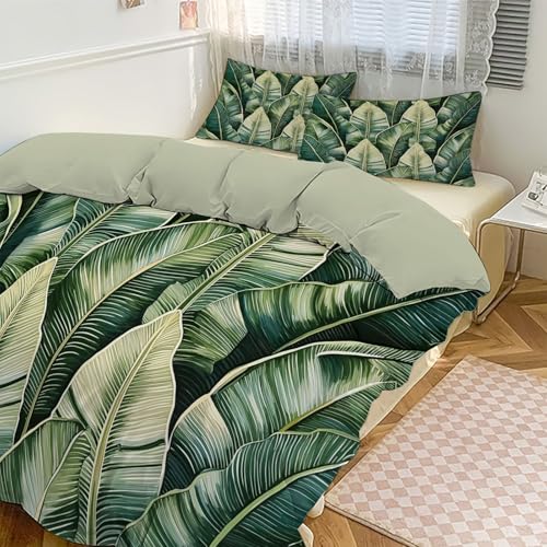 Parure de lit 140x200 imprimé 3D feuilles de palmier en microfibre rétro - 4