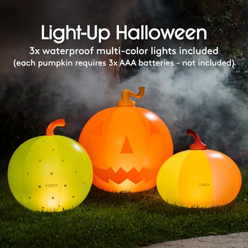 FUNBOY Giant Inflatable Light-Up Halloween Pumpkins 3 Pack, 31'', 23'' and 20'', Multicolored Summerween Halloween Decorations, Indoor/Outdoor by FUNBOY - Image 2