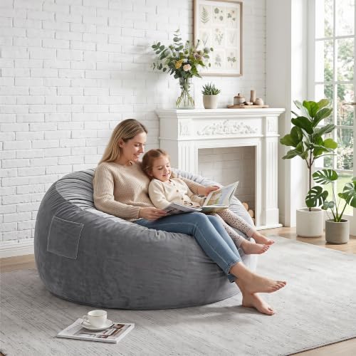 Image of 5 Ft. Bean Bag Chair for Adults, Teens, Kids with Memory Foam Filling