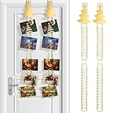 Fullhawl Christmas Card Holder with Over Door Hooks 23.62 Inches Christmas Metal Hanging Picture Display Decorative Wall Photo Display for Window Xmas Tree Decorations Ornament