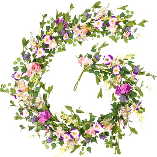 HOHOTIME Pansy Flower Garland, 6FT Artificial Spring Floral Vines with