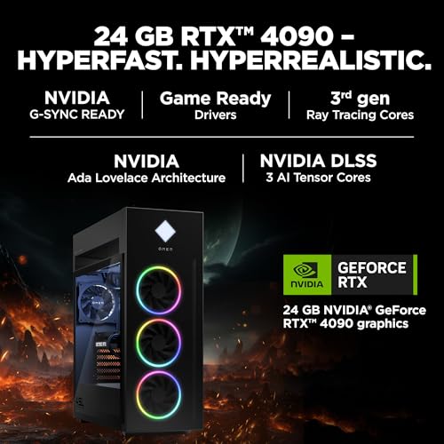 Image of HP OMEN 45L Gaming Desktop GT22-2000in PC,14th Gen Intel Core i9-14900K,Kingston Fury 32 GB DDR5,2 TB SSD,NVIDIA GeForce RTX 4090 (24 GB GDDR6X Dedicated) Windows 11,MSO21,Black,22.6kg,GT22-2000in