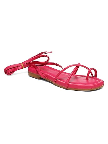 Buy GNIST Hot Pink Tie up Flat Sandal (36EU) at Amazon.in