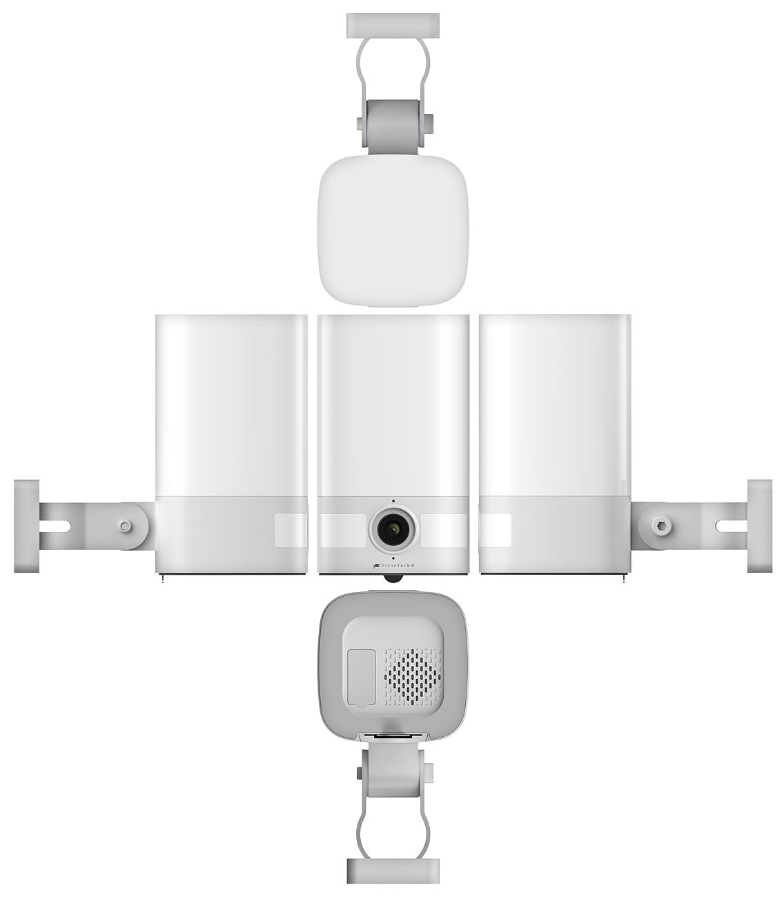 VisorTech wasserdicht: 2K-Akku-Überwachungskamera, LED-Licht 600 lm, Alarm, WLAN, App, IP65 (Überwachung Alarm Aufzeichnung, Überwachungskamera außen WLAN, PC)