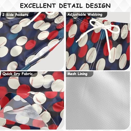 Boys Beach Board Shorts Baseball Ball Sport Swim Trunk Teen Swimwear 8-16Y Multicolor3
