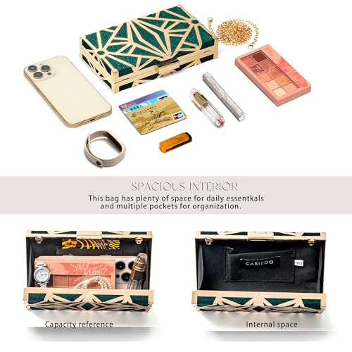 Image of CARIEDO Women Evening Bag Elegant Clutch Purse Exquisite Velvet Metal Hollow out Handbags Prom Wedding Party