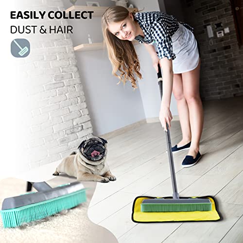 Conliwell Rubber Broom Carpet Rake for Pet Hair, Fur Remover Broom with Squeegee, Portable Detailing Lint Remover Brush (Iron Handle) by Conliwell - Image 5