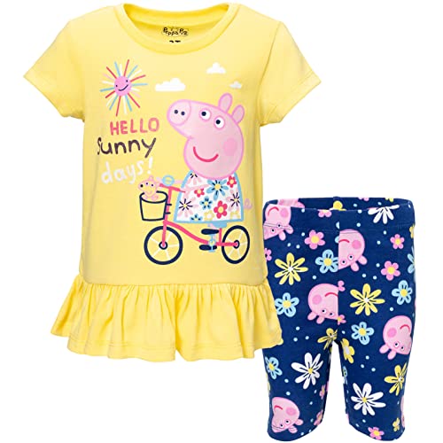 Peppa Pig Toddler Girls Peplum Graphic T-Shirt & Shorts Yell