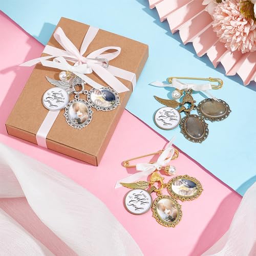 UNICRAFTALE 3pcs 3 Colors Wedding Bouquet DIY Photo Charm Alloy Oval DIY Pin Brooch Making Kit Wedding Bouquet Photo Brooch Making Kit for Wedding Party - Image 2