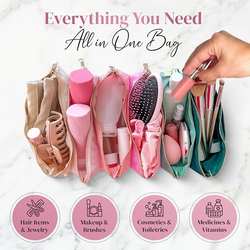 Accordion Makeup Bag, Travel Makeup Bag with 6 Compartments, Large Capacity Cosmetic Bags for Women, Toiletry Bag for Women, Makeup Organizer, Zipper Pouch Preppy Stuff2