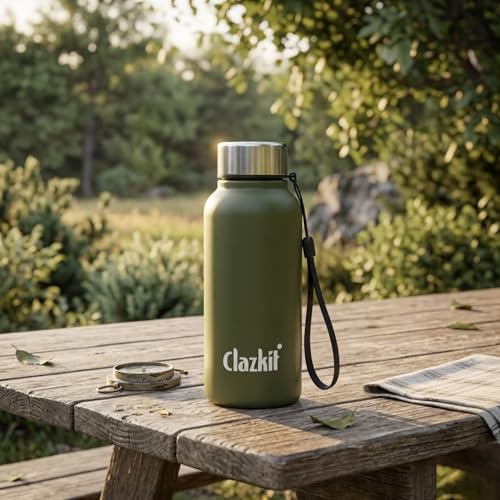 Image of Clazkit Alpha Pro Classic Stainless Steel Water Bottle Single Wall 500ml Set of 4 | Lightweight, Leak-Proof, Reusable | Ideal for School Kid,Office, Gym & Travel | Green