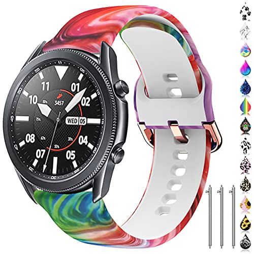TOOLAIK �ԕ� 22mm �r���v�o���h Samsung Galaxy Watch 3 45mm/Gear S3 Frontier/Classic�Ή� �V���R���� 22mm �r���v�o���h �N�C�b�N�����[�X�� �j�����p (�����悤�ȐF)