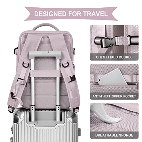 Wonhox Carry On Travel Laptop Backpack For Women Men Flight Approved,Backpack For Women Travel Bag Hiking Outdoor Sports Rucksack Casual Daypack School Backpack Lotus Pink #TOP3