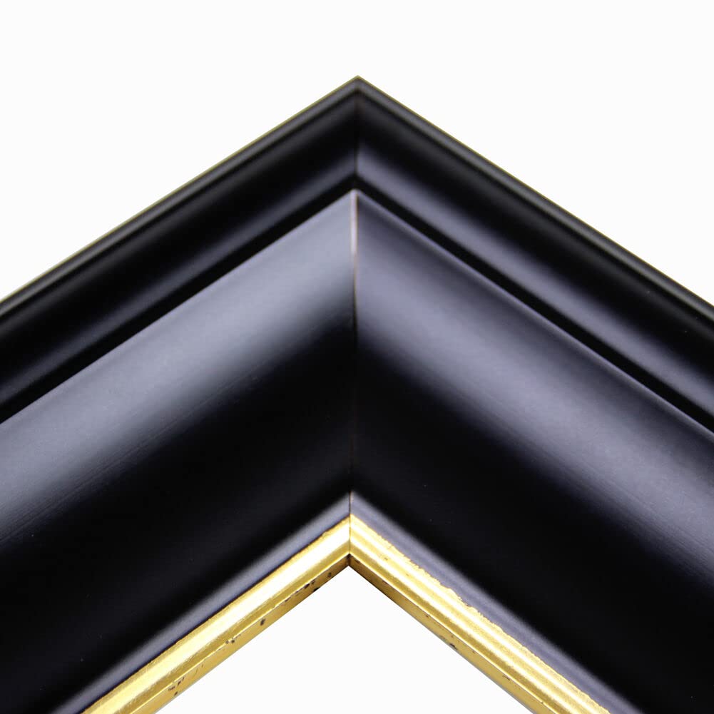 Online-GalleryKing Eleganter Bilderrahmen in Schwarz mit schmaler Goldkante 48 x 68 cm | Größe wählbar | Edler Holzrahmen | Maßanfertigung | für Fotos, Poster & Puzzle | OGK_44