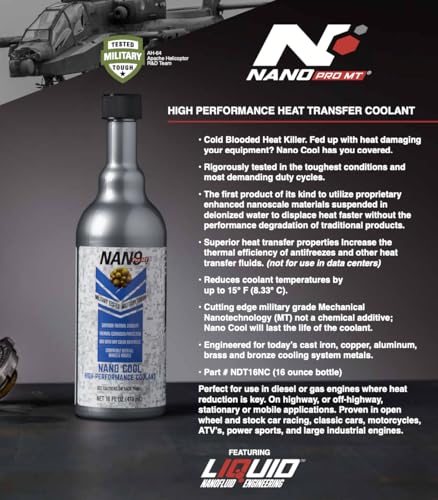 Image of Nano Cool Antifreeze Coolant Additive - 16 Fl Oz - Nanotechnology Engine Coolant Enhancer - Compatible with All Antifreeze Coolants for Cars, Trucks & Marine Use to Extend Engine Life