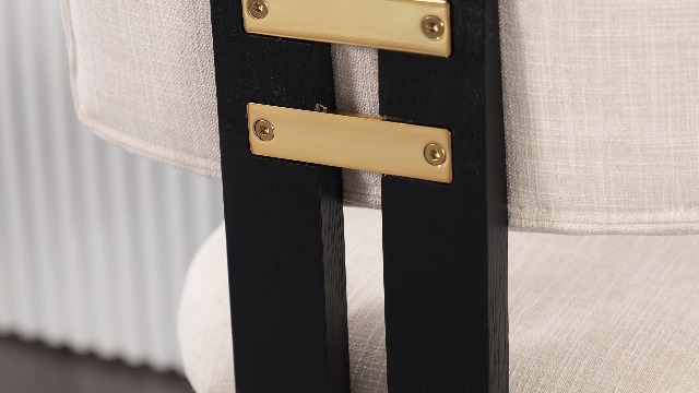 Butacos modernos de barra HNY de 26 pulgadas, juego de 2 unidades, con respaldo y tapizado en lino beige, estructura de madera natural, para isla de cocina miniatura 7