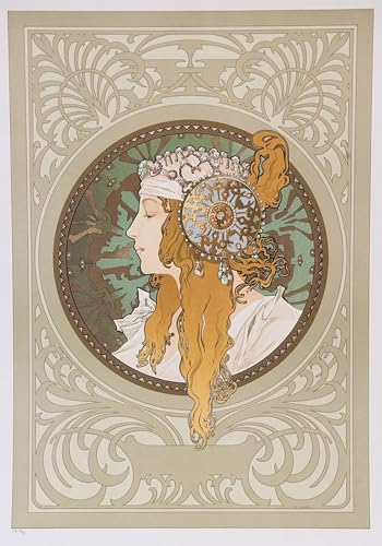 Pintura mural de Alphonse Mucha: cuadro decorativo en lienzo de 60x90cm