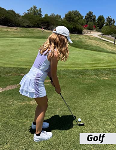 Image of Zaclotre Girls Tennis Dress with Pockets Sleeveless Tank Top and Skirt Sets | 2 Piece Set, Sleeveless, with Shorts, Double Layers Pleated Back, Perfect for Athletic Tennis Golf 3-14 Years