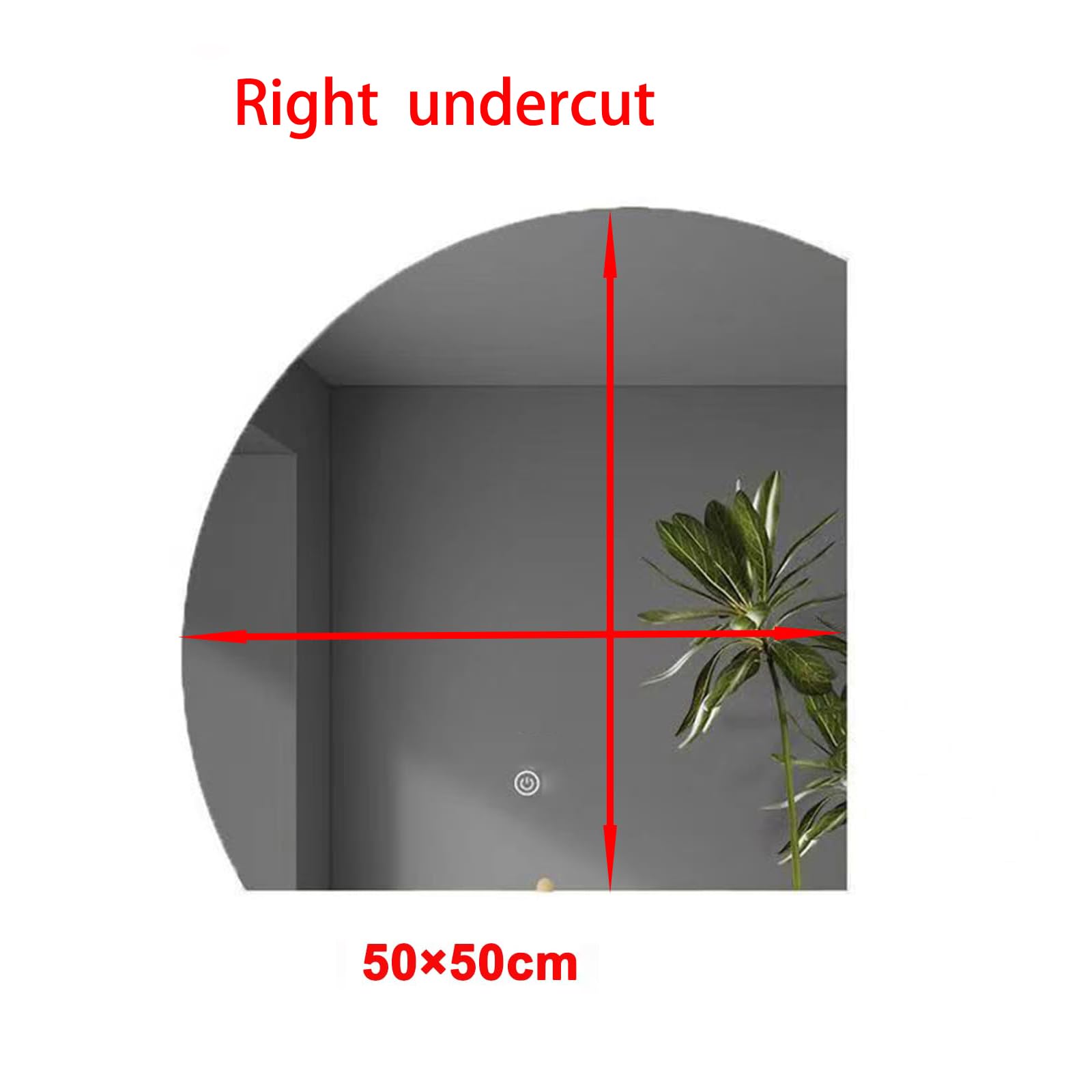 Duże lustro łazienkowe LED – 60 cm nieregularne półokrągłe inteligentne lusterko kosmetyczne ze stylowym oświetleniem do nowoczesnego wystroju domu i eleganckiego odbicia makijażu