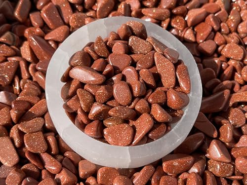 Image of GAF TREASURES 2 oz Lot Semi Tumbled Gemstone Chips, Crushed Mini Crystals, Undrilled Crystal Chips (Red Goldstone)