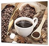 Herdabdeckplatte Schneidebrett Spritzschutz aus Glas Universal 1-Teilig | 60x52 cm Kochfeldabdeckung Induktion Deko Heisse Kaffeetasse