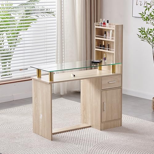 スパ美容院用ネイルアートデスク ストレージ本棚付き木製PCラップトップテーブルライティングワークステーション コンピューターデスク(Style 2)
