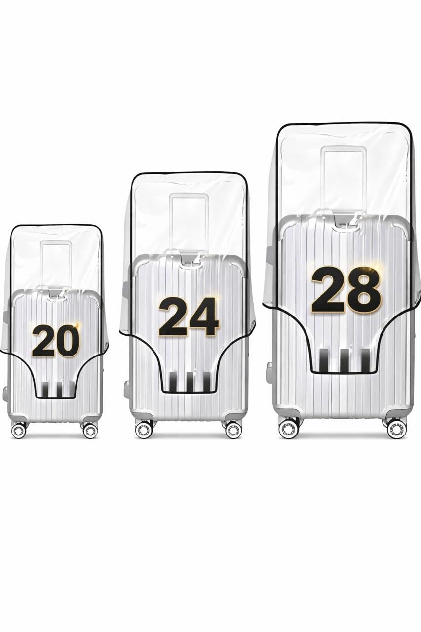 Clear Luggage Cover for Suitcase, Transparent Protective Travel Case Cover, Fits 20, 24, 28 Inch Luggage-image-38
