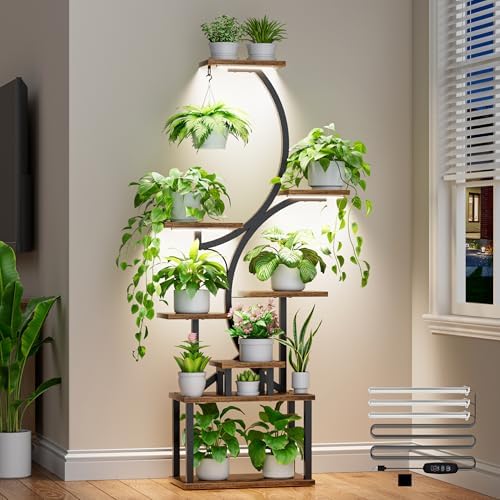 Plant Stand Indoor with Grow Lights - 62" Tall Plant Shelf, Light...