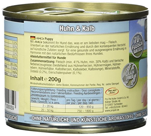 Mac's Puppy Huhn & Kalb, 6er Pack (6 x 200 g)