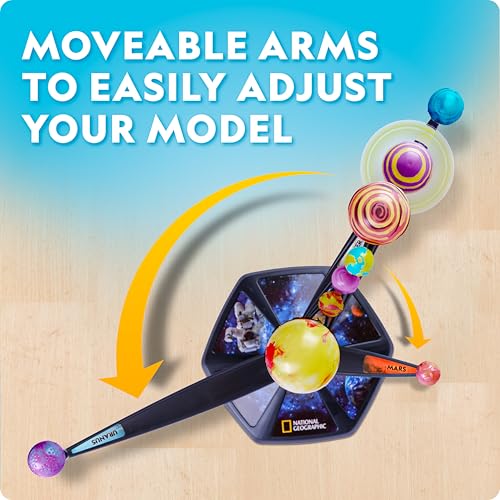 National Geographic Glow-in-The-Dark Solar System Model Kit for Kids - Build & Paint a 3D Planetary Model with Movable Arms, STEM Projects for Kids Ages 8-12, Space Themed Bedroom Decor - Image 3