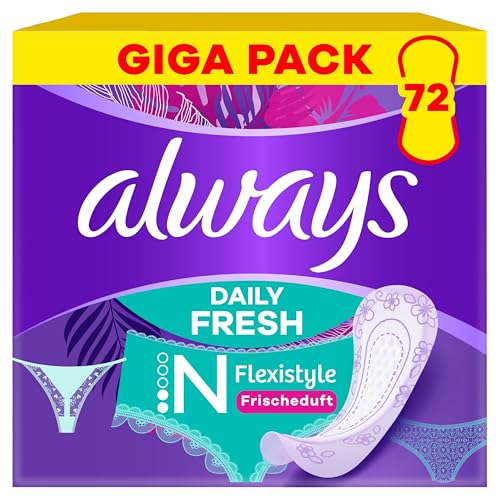 Always Daily Fresh Normal Flexistyle Slipeinlagen 72 Stück, Mit Frischduft, Flexibel, Passt Sich Allen Slipformen An